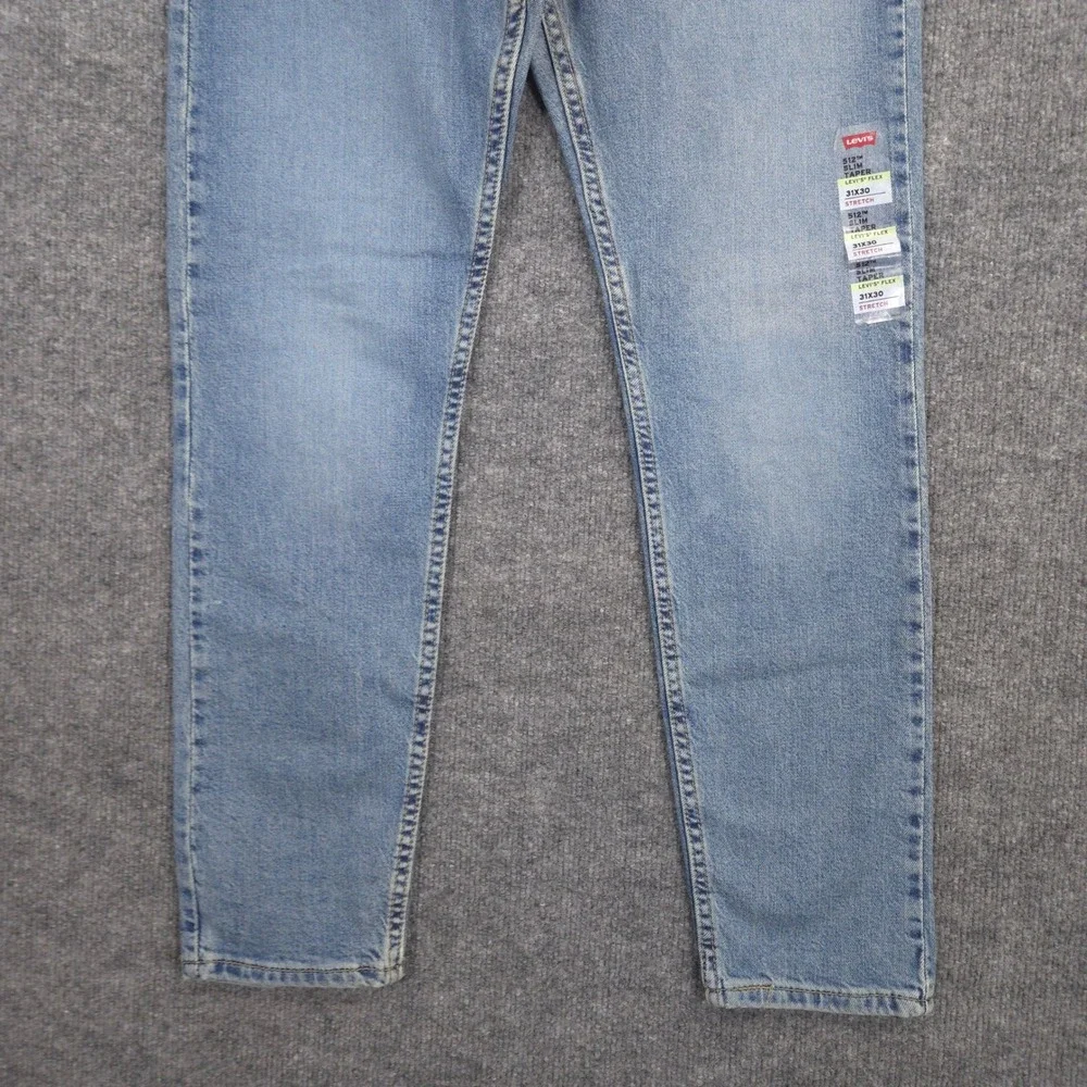 Levis 512 Jeans Mens 31X30 Blue Slim Taper Flex Stretch Light Wash Denim NEW
